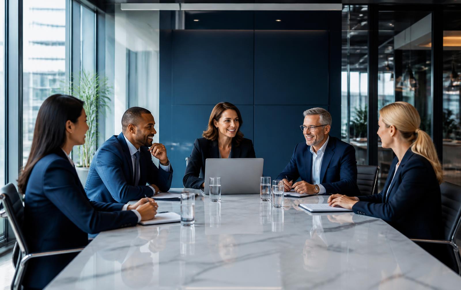 Solutions LLC consultants meeting with a client team